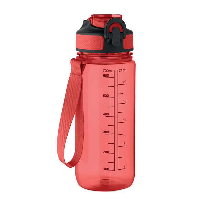 Gourde RPET 700 ml à personnaliser avec paille Enkel Rouge transparent